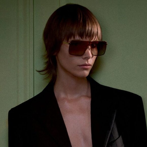 Victoria Beckham VB238S 723 Shield Sunglasses – Gold/Caramel - Picture 2 of 10